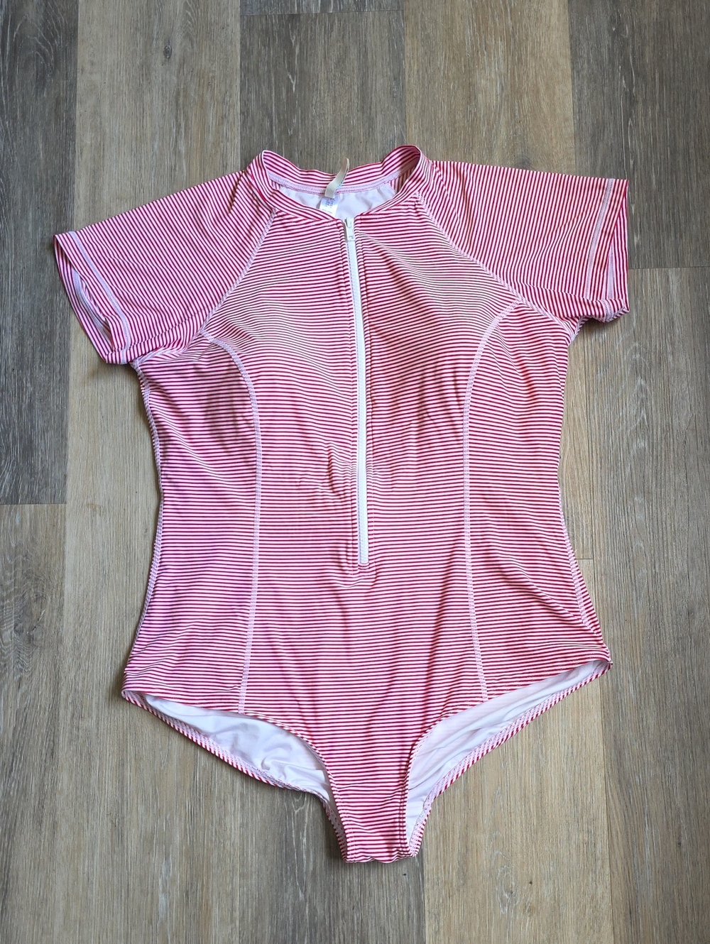 Sea Level Australia Striped Short Sleeve Zipper One-Piece Swimsuit
